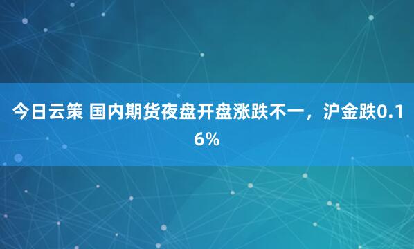 今日云策 国内期货夜盘开盘涨跌不一，沪金跌0.16%