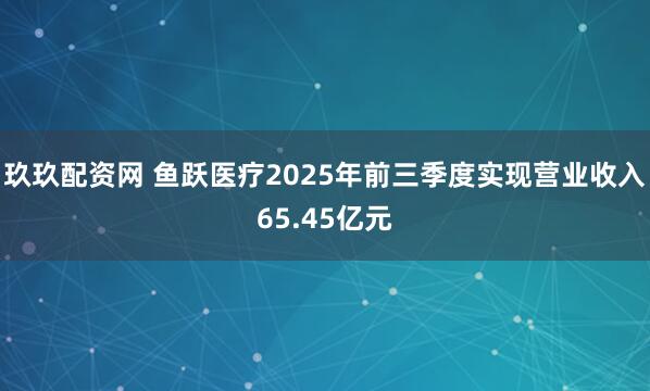玖玖配资网 鱼跃医疗2025年前三季度实现营业收入65.45亿元